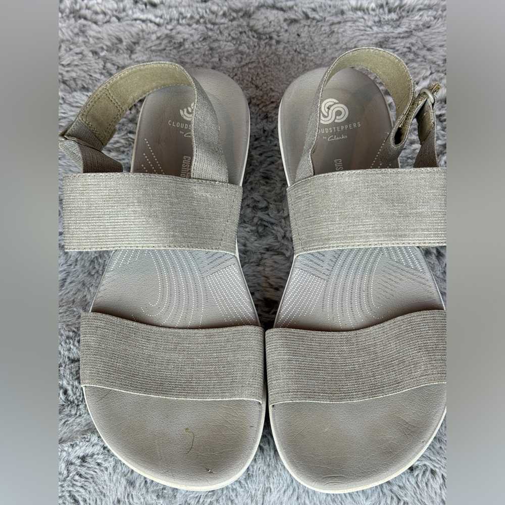 Cloudsteppers by Clarks Arla Jacory Gray Elastic Strap Sand Sandal- Sz 9M - Picture 4 of 8